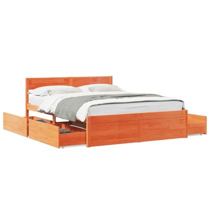 Рамка за легло с чекмеджета восъчнокафяв 140x200 см бор масив