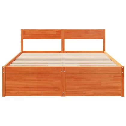 Рамка за легло без матрак, восъчнокафяв, 140x200 см, бор масив