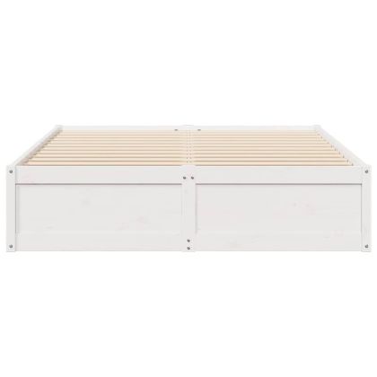 Рамка за легло без матрак, бял, 150x200 см, бор масив