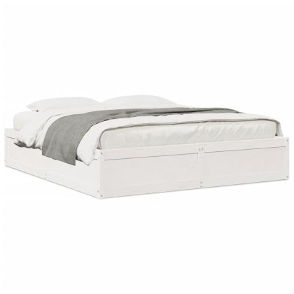 Рамка за легло, бяла, бор масив, 180x200 cм