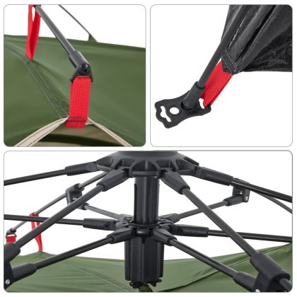 Къмпинг палатка куполна 3-местна зелена бързо освобождаване