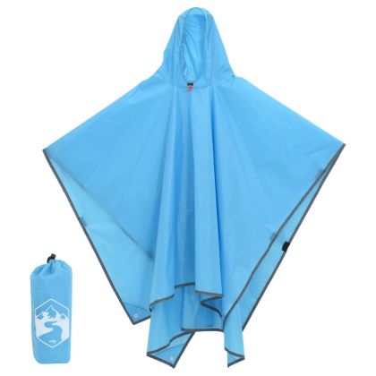 Дъждовно пончо с качулка 2 в 1 дизайн синьо 223x145 см