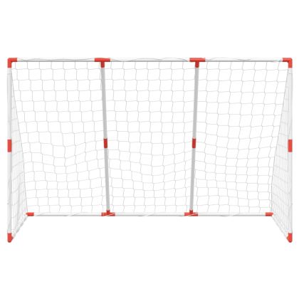 Детска футболна врата с топки 2-в-1 бяла 184x64x124 см