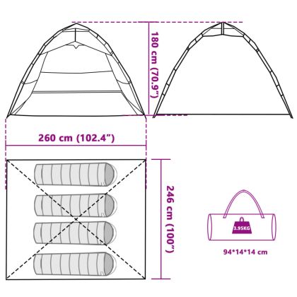 Риболовна палатка 4-местна масленозелена бързо освобождаване