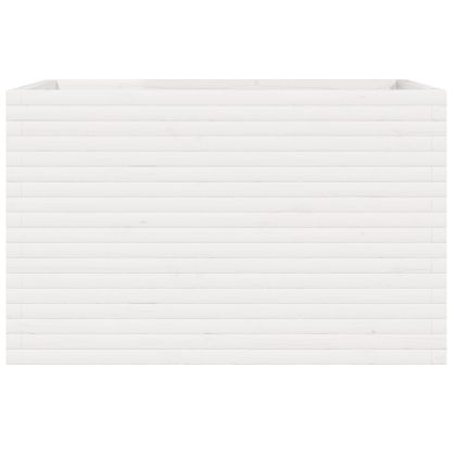 Градински сандък, бял, 110x60x68,5 см, масивна борова дървесина