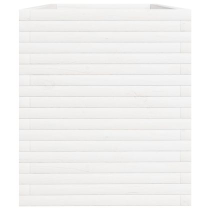 Градински сандък, бял, 110x60x68,5 см, масивна борова дървесина