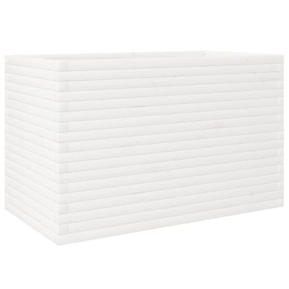 Градински сандък, бял, 110x60x68,5 см, масивна борова дървесина