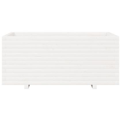 Градински сандък, бял, 110x60x49,5 см, масивна борова дървесина