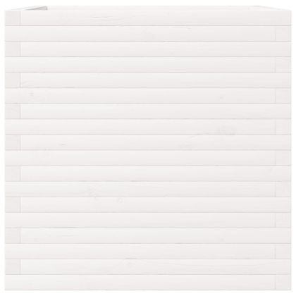 Градински сандък, бял, 70x70x68,5 см, масивна борова дървесина