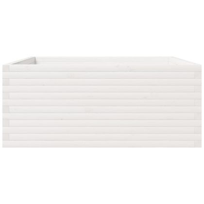 Градински сандък, бял, 110x110x49,5см, масивна борова дървесина