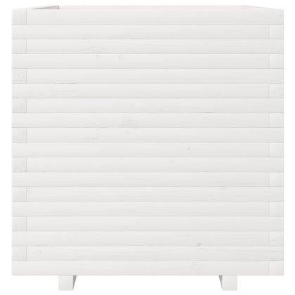 Градински сандък, бял, 70x70x72,5 см, масивна борова дървесина