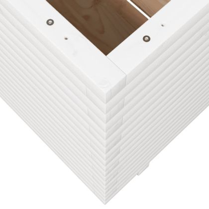 Градински сандък, бял, 70x70x72,5 см, масивна борова дървесина