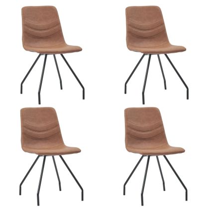 Трапезни столове, 4 бр, кафяви, изкуствена кожа