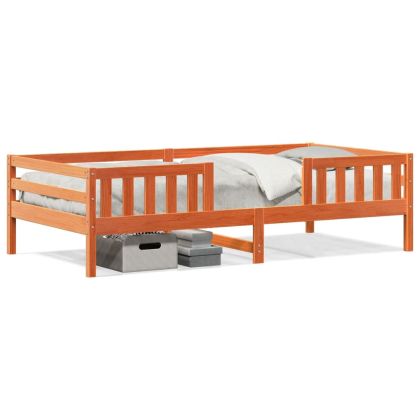 Рамка за легло, восъчнокафяв, 75x190 см, борово дърво масив