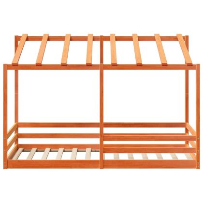 Детско легло с покрив, восъчнокафяво, 80x200 см, бор масив