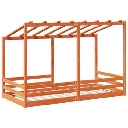 Детско легло с покрив, восъчнокафяво, 80x200 см, бор масив