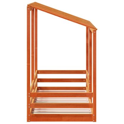 Детско легло с покрив, восъчнокафяво, 75x190 см, бор масив