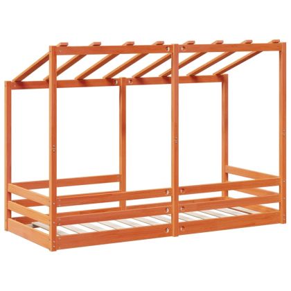 Детско легло с покрив, восъчнокафяво, 75x190 см, бор масив