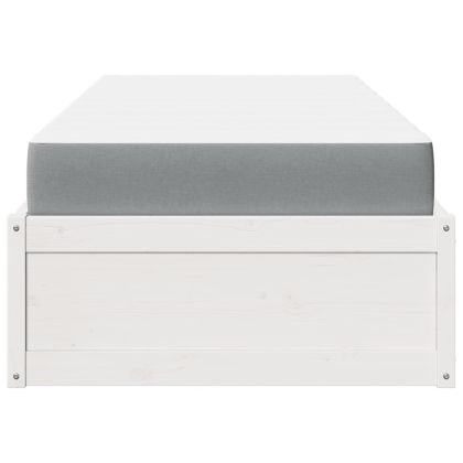 Легло с матрак, бяло, 90x200 см, бор масив