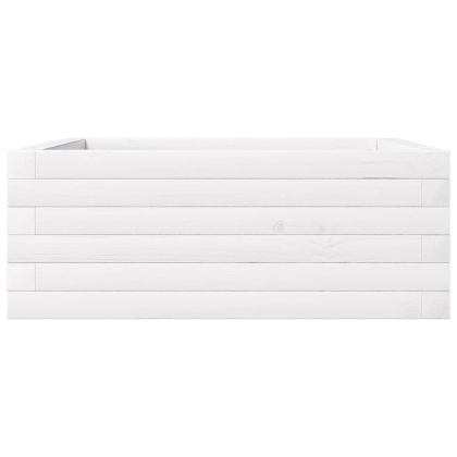 Градински сандък, бял, 60x60x23 см, масивна борова дървесина