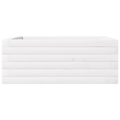 Градински сандък, бял, 60x60x23 см, масивна борова дървесина