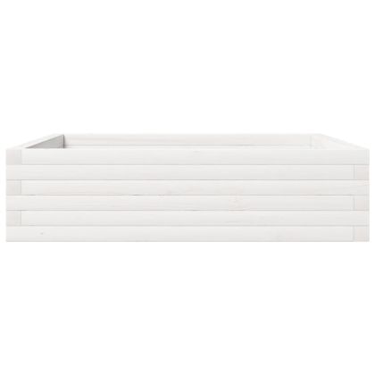 Градински сандък, бял, 90x90x23 см, масивна борова дървесина