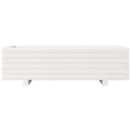 Градински сандък, бял, 90x40x26,5 см, масивна борова дървесина