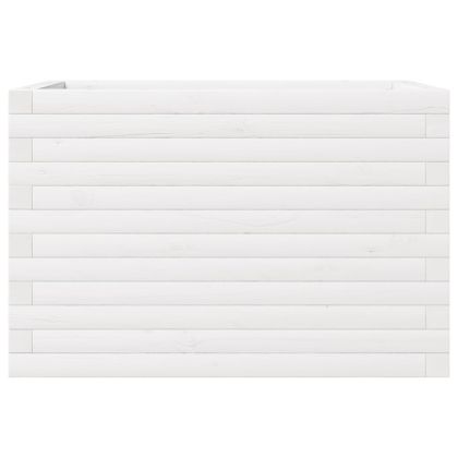 Градински сандък, бял, 70x40x46 см, масивна борова дървесина