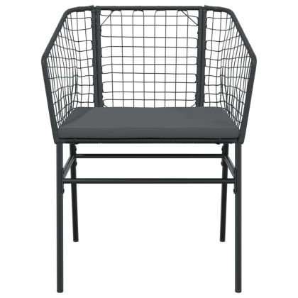 Градински столове 2 бр с възглавници черен полиратан