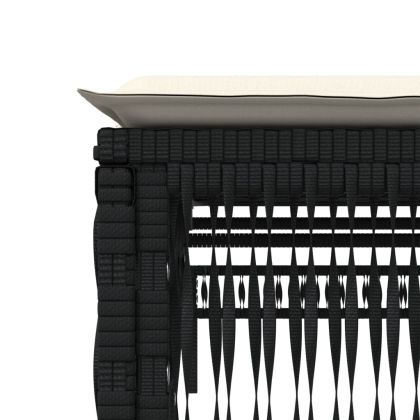 Шезлонги, 2 бр, с масичка, черни, полиратан