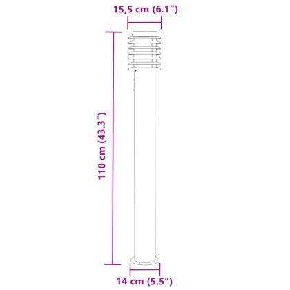 Външни подови лампи с контакт, 3 бр, сребристи, 110 см, инокс