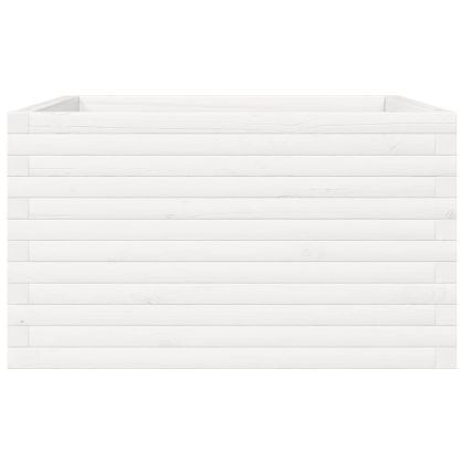 Градински сандък, бял, 80x80x45,5 см, масивна борова дървесина