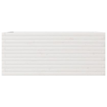 Градински сандък, бял, 110x60x45,5 см, масивна борова дървесина