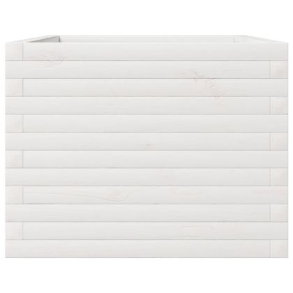 Градински сандък, бял, 110x60x45,5 см, масивна борова дървесина