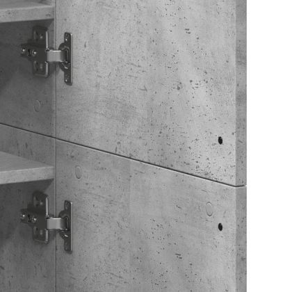 Шкаф за обувки, бетонно сив, 80x39x178 см, инженерно дърво