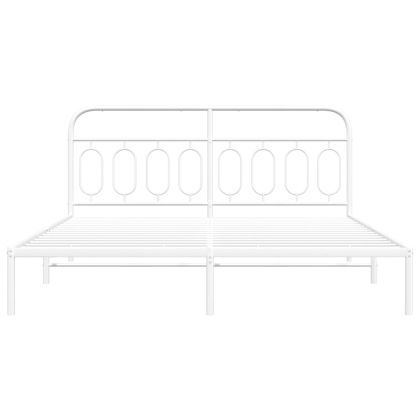 Метална рамка за легло с горна табла, бяла, 180x200 см
