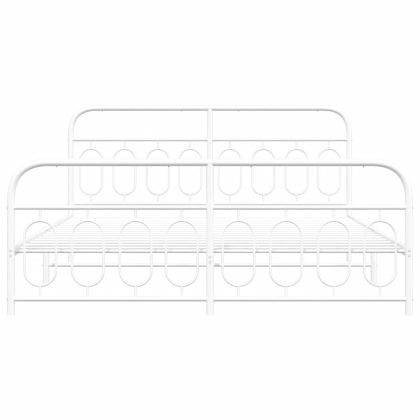 Метална рамка за легло с горна и долна табла, бяла, 160x200 см