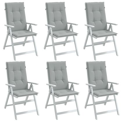 Възглавници за стол 6 бр меланж светлосиви 120x50x4 см плат