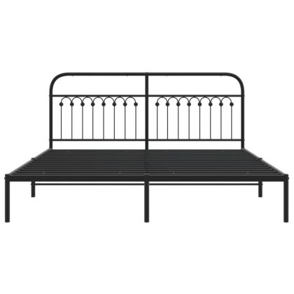 Метална рамка за легло с горна табла, черна, 183x213 см