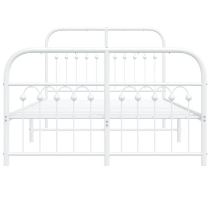 Метална рамка за легло с горна и долна табла, бяла, 120x190 см