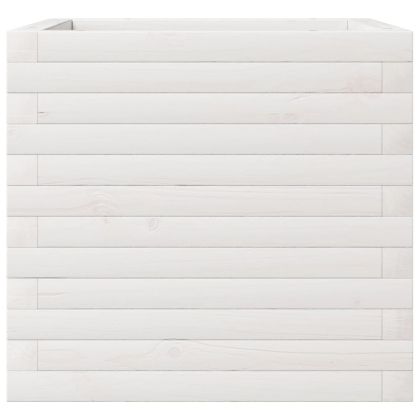 Градински сандък, бял, 50x50x45,5 см, масивна борова дървесина