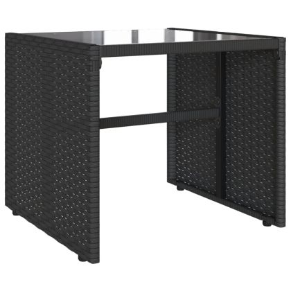 Градински диван от 4 части с възглавници, черен, полиратан