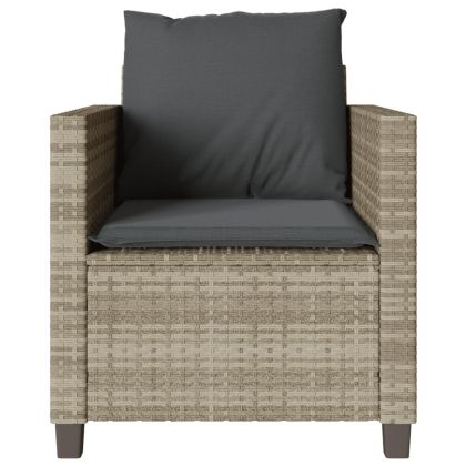 Бистро комплект с възглавници 3 части светлосив полиратан