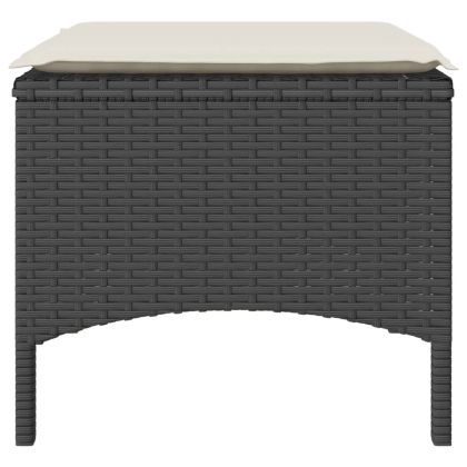 2-местен градински диван с маса и табуретки черен полиратан