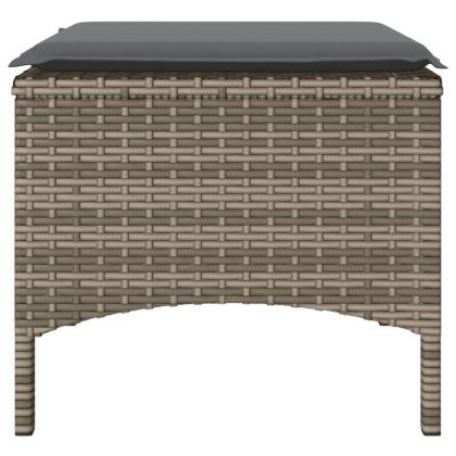 2-местен градински диван с маса и табуретки сив полиратан