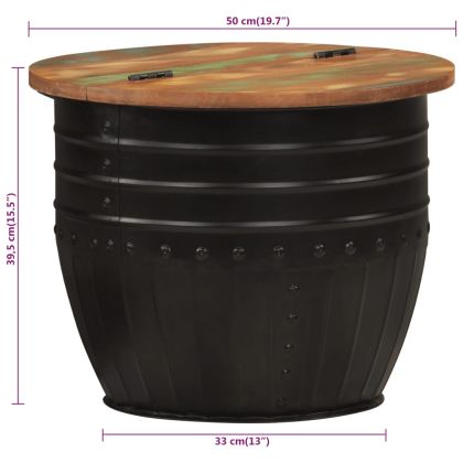 Маса за кафе, черна, 50x39,5 см, регенерирано дърво масив