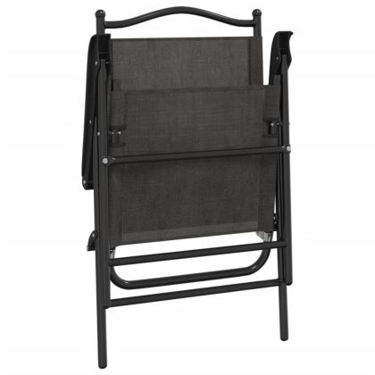 Сгъваеми градински столове 2 бр меланж сив стомана и текстилен