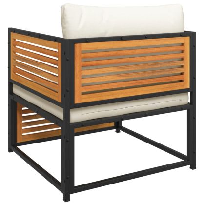 Градински стол с възглавници, акациево дърво масив