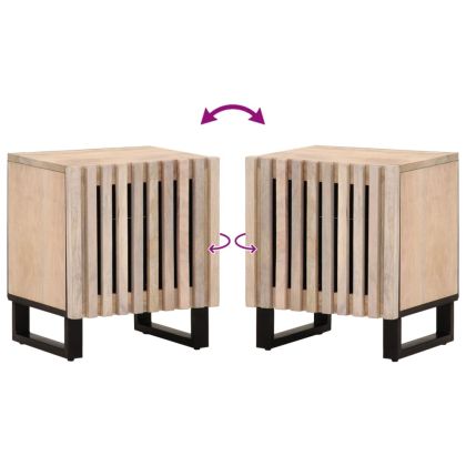 Нощни шкафчета, 2 бр, 40x34x46 см, избелено мангово дърво масив