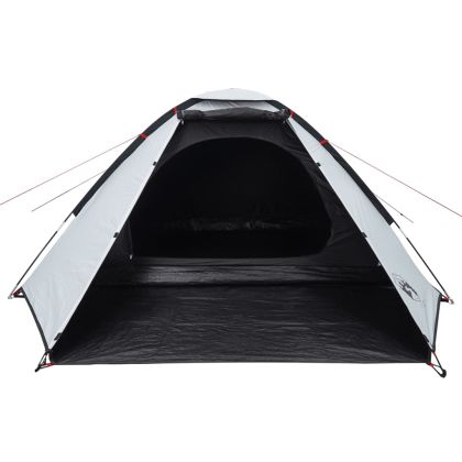 Куполна къмпинг палатка 4 души бял затъмняващ плат водоустойчив